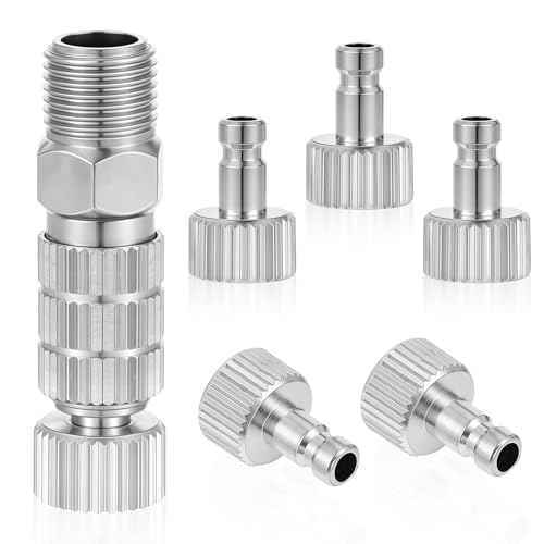 6 Pack Airbrush Quick Release Disconnect Adapter Release Disconnect Fitting Connector Male and Female Connections Adapter Adjustable Control Valve Airbrush Accessories