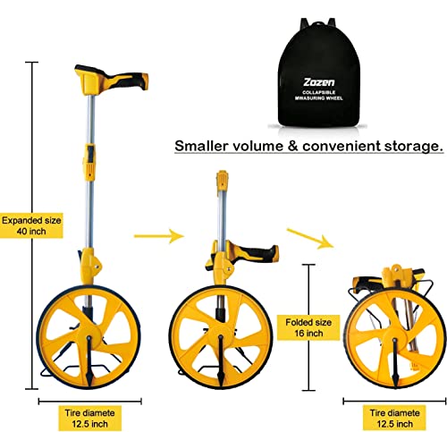 Zozen Yellow Measuring Wheel Digital Display – Imperial & Metric, 0.03% Accuracy