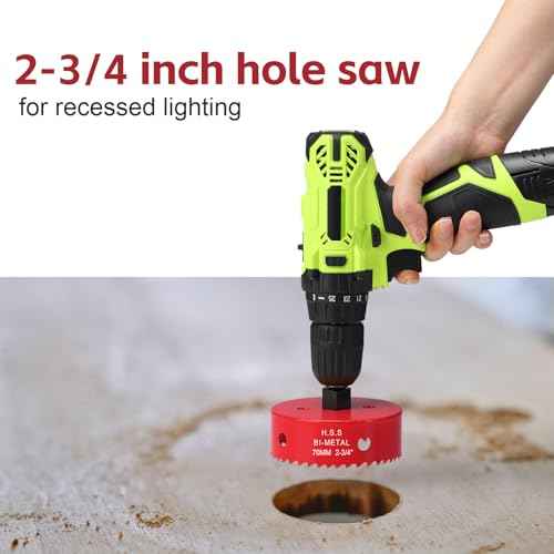 Hole Saw 2-3/4 Inch, HSS Bi-Metal Hole Cutter with 70 mm Cutting Depth for Cutting Wood, Plastic, Drywall, Plasterboard, Recessed Lighting and Soft Metal Sheet, Red