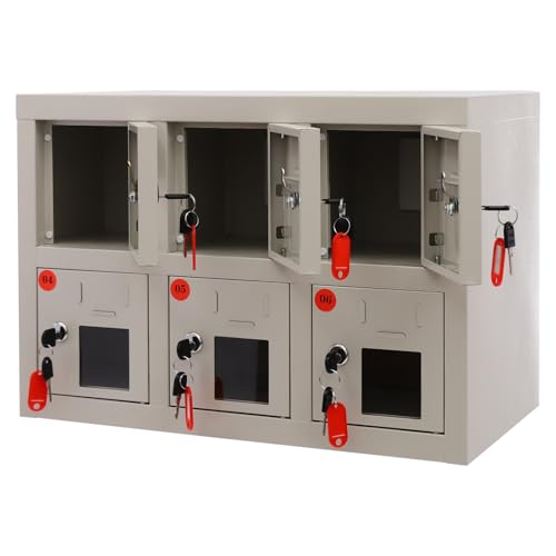 Weglae 6 Port Lockable Cell Phone Locker Charging Station - Secure 6-Device Organizer