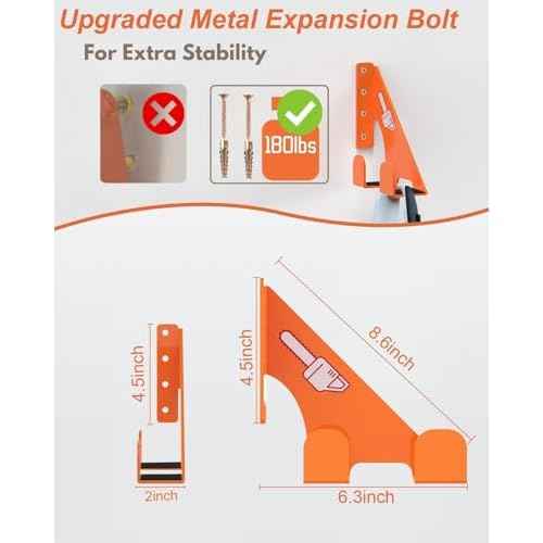 Chainsaw Holder -2 Pack- 180LB Heavy-Duty Alloy Steel Wall Mount Set, Chainsaw Accessories, Universal Fit for Stihl, Husqvarna, Echo Saws, Rust-Proof & Space-Saving Design (Garage, Workshop)