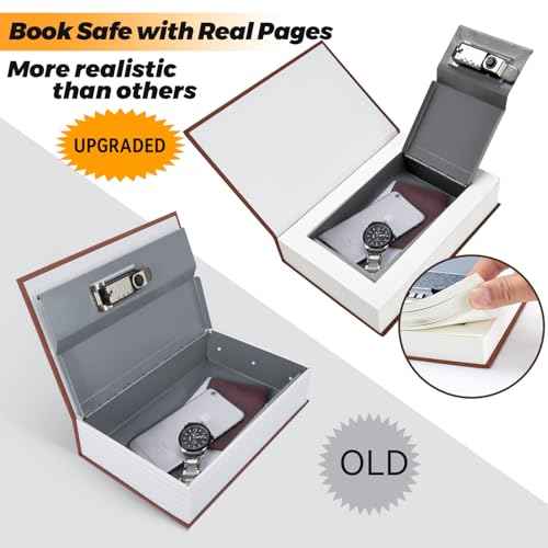 Ohuhu Combination Book Lock Box Money Safe for Cash, Secret Hidden Storage Faux Dictionary Book Box Disguised Safe for Home Office (Bible - Real Paper)