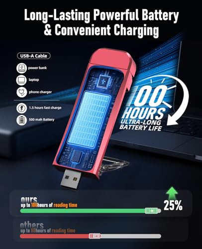 Pink Rechargeable Bed Book Light with Touch Control & Dimming - HIONXMGA