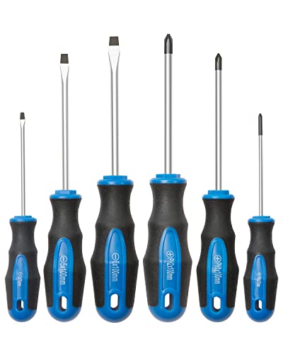 Rotation 6PC Magnetic Tip Screwdriver Set - Black Tip Matt, Phillips & Flat