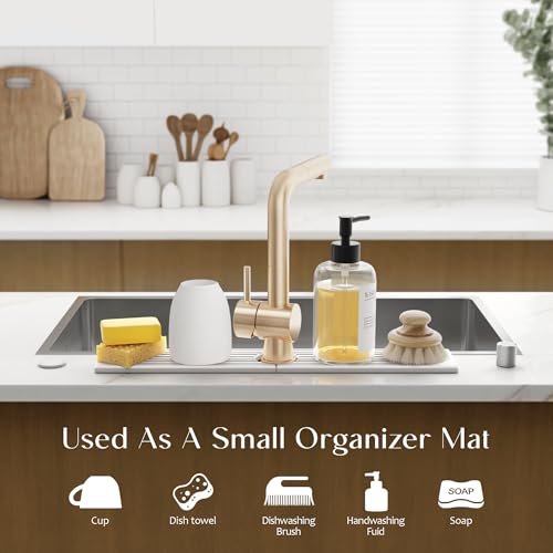 Eormoe Diatomite Stone Sink Mat 23.6 x 3.9 inches Light Grey Kitchen & Bathroom Drying Tray