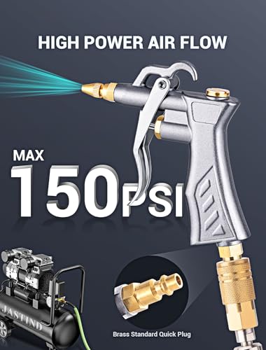 Industrial Air Blow Gun with Brass Adjustable Nozzle - Heavy Duty Metal Construction