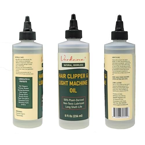 Verdana Hair Clipper & Light Machine Oil ? Natural, Odorless, Non-Toxic - Lubricant for Trimmer Blade, Sewing Machine, Garage Door, Shredders, Hinges & More ? Plant-Derived ? 8 Fl Oz