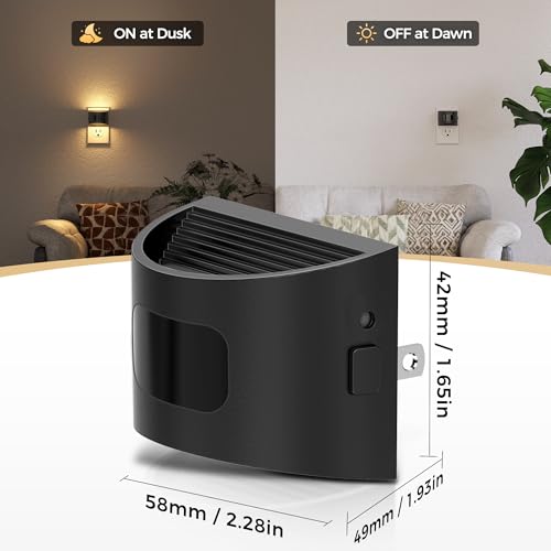 DORESshop Motion Sensor Night Light Wall Plug, Warm White, Black - 3000K