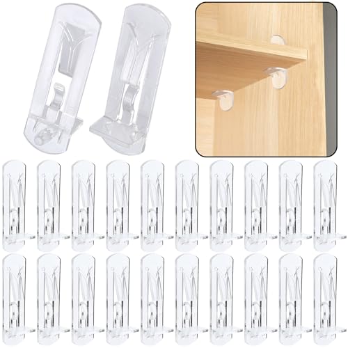 LonlyEagle 20pcs Clear Plastic Locking Shelf Pegs 6.9mm for 3/4 Inch Shelves - Variation 0.27x0.75 inch