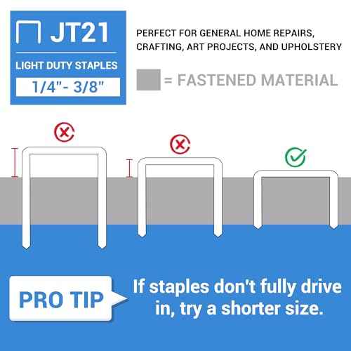 meite JT21 Staples, 3/8 Inch Galvanized Fine Wire Staples for Staple Gun - 1,600 Counts, 7/16" Crown JT21 Staple Refill, Ideal for Upholstery, Crafts, Furniture