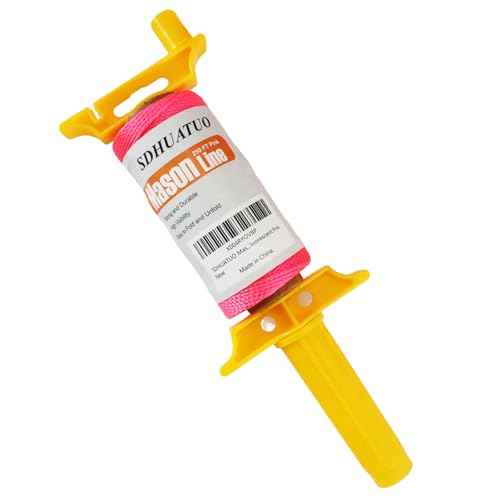 SDHUATUO Mason Line with Handle, #18 250Ft Nylon String Braided Construction Twine for Precision Work, Architectural, Gardening, Masonry Jobs, DIY £¨Fluorescent Pink£©