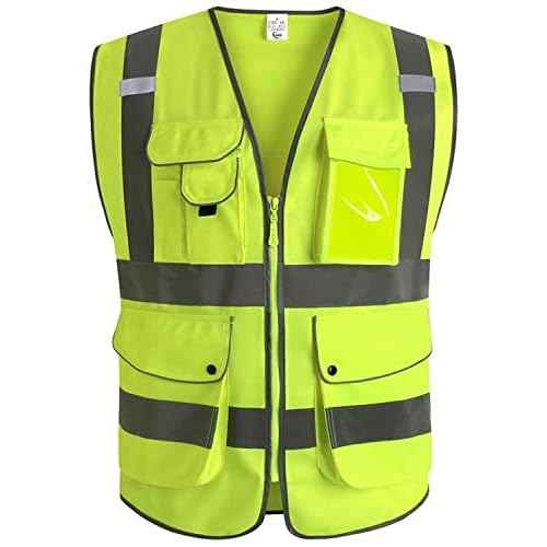 XIAKE 9 Pockets Class 2 High Visibility Reflective Safety Vest for Men Women,Meets ANSI/ISEA Standard