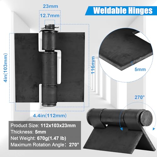 Inchoco Heavy Duty Weld On Butterfly Hinges 4.4 x 4 inches - Variation 4, 4 pcs