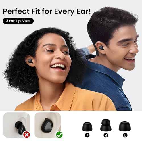 Ear Plugs for Sleeping Noise Cancelling, 45dB Reusable Silicone Earplugs with 6 Eartips and Carry Case, Ear Plugs for Concert & Hearing Protection, Sleep, Travel, Focus & Noise Reduction, Black