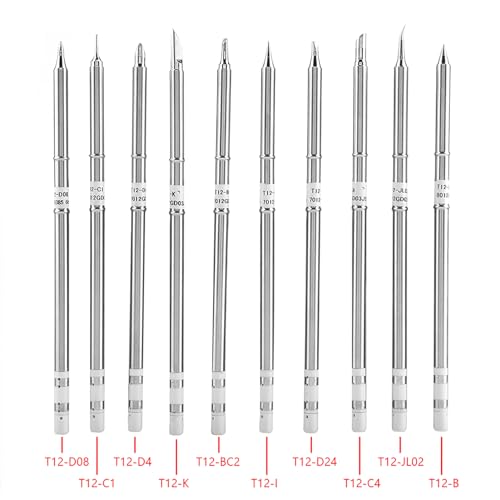 T12 Series Soldering Iron Tips Welding Tool Replacement FX-951 Rework Station for Efficient Soldering Work (Pack of 10)