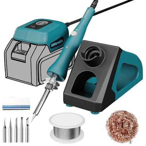 Cordless Soldering Iron Kit for Makita 18v Battery,Portable 60W Soldering Iron Station Kit with Electric Charge Display with 5pcs Tips,Solders Wire and Rosin,for DIY,Repair(Battery Not Included)
