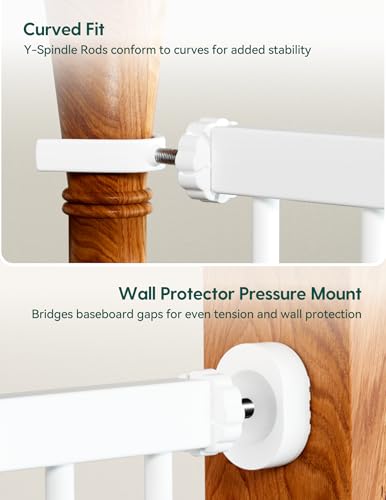 Babelio White Pressure Mount Baby Gate 30in Tall, 26-40in Wide, for Stairs & Doorways