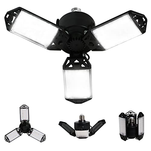 Meiqils 80W 8000 Lumen LED Garage Light 3 Adjustable Panels, 1 Pack
