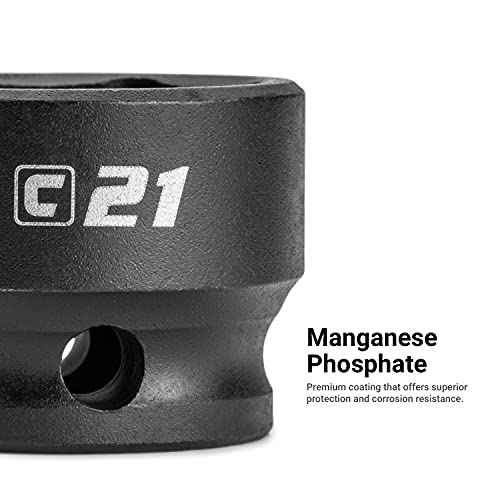 Capri Tools 14 mm Stubby Impact Socket, 3/8 in. Drive, 6 Point, Metric