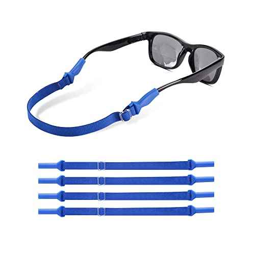 lvvfit Kids Glasses Straps(6.5-10inch)-Adjustable Glasses Strap Sports Sunglasses Eyeglasses Holder Straps for Toddler and Kids-Eyewear Retainers for boys and girls age 3-12 years (4pcs Blue)