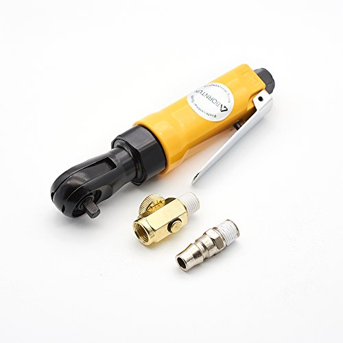 BORNTUN 1/4 Inch Mini Air Ratchet Wrench Pneumatic Torque Spanner Industrial Yellow