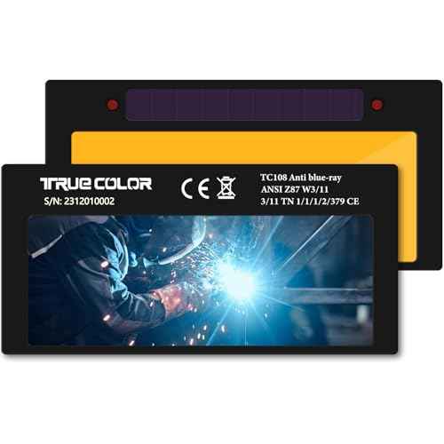 Auto Darkening Welding Lens Shade 11, 2x4 1/4 Gold Welding Lens, Solar Welding Lens Shade 11, True Color Auto Darkening Welding Lens, HD Blue Light Filtering Lens, Fits Most Welding Hoods