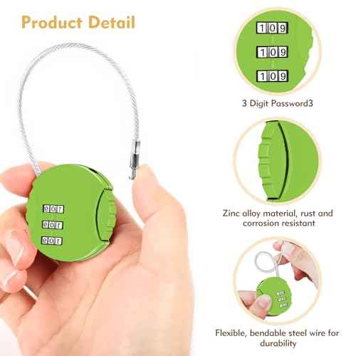 6 Pcs Combination Lock, 3 Digit Locker Lock Outdoor, Waterproof Mini Combination Padlock for School Gym Lock, Backpack, Suitcase Lock(Black+Red+Yellow+Green+Pink+Blue)