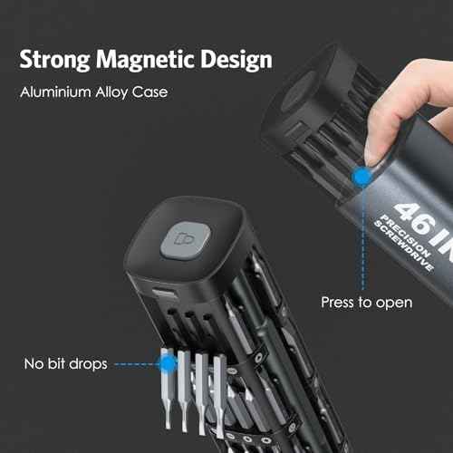 AMIR 46-in-1 Precision Screwdriver Set, Magnetic Small Screwdriver Set with Case, Mini Repair Tool Kit for Phone, Computer, Watch, Macbook, Glasses Switch RC Watch DIY, Small Gift for Men