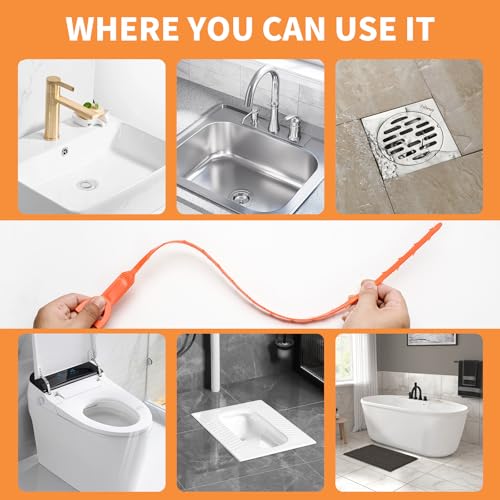 AsonTao 4 Pack Drain Snake Clog Remover 20 Inch Flexible Hair & Debris Tool