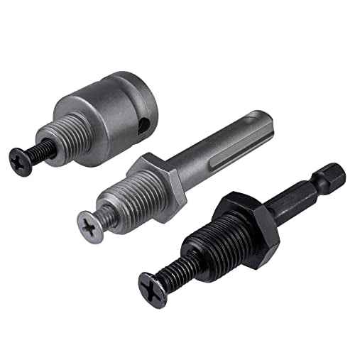 Yakamoz 3Pcs 1/2-20 UNF Mount Thread Drill Chuck Shank Adapter Set, SDS-Plus Shank for Rotary Hammer Drill | 1/4" Hex Shank for Impact Driver | 1/2" Drive Female Adapter for Air Impact Wrench