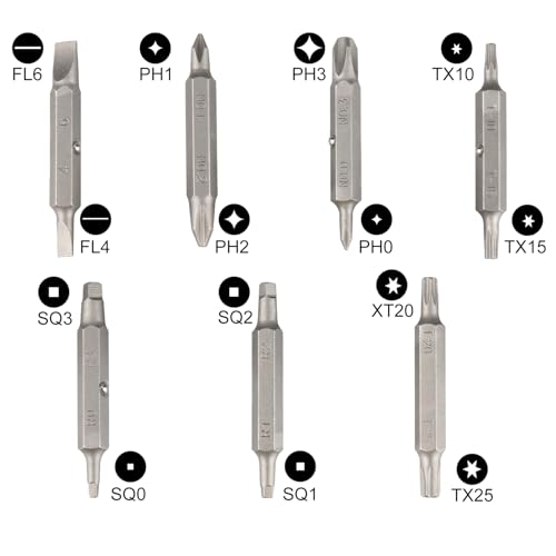 1/4 Hex Magnetic Screwdriver Bit Set for Drill | 14-IN-1 Replacement Bit Pack | 7 double-ended bits | Replacement of ratchet screwdriver drill bit |¨ù" Hex Shaft ¡¢Star, Flat