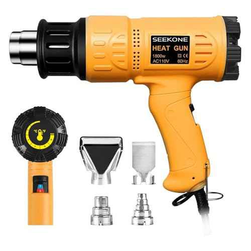 SEEKONE Heat Gun 1800W 122¢µ-1202¢µ£¨50¡É- 650¡ɣ©Fast Heating Heavy Duty Hot Air Gun Kit Variable Temperature Control Overheat Protection with 4 Nozzles for Crafts, Shrinking PVC, Stripping Paint(5.2FT)