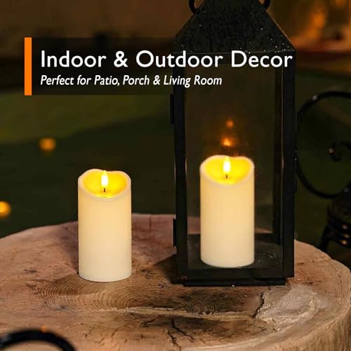 Homemory Ivory White 6x3 Inch Waterproof Flameless LED Candles with Remote & Timer Set of 2