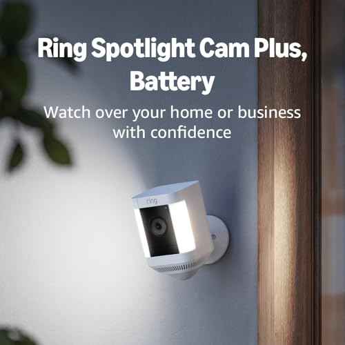 Ring Spotlight Cam Plus, Battery | Home or business security with HD video, Two-Way Talk, Color Night Vision, and Security Siren (2022 release) - White