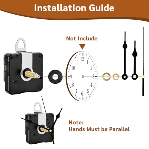 AIRUIFU Silent Battery Operated Clock Mechanism Replacement Long Shaft 1-1/5 inch