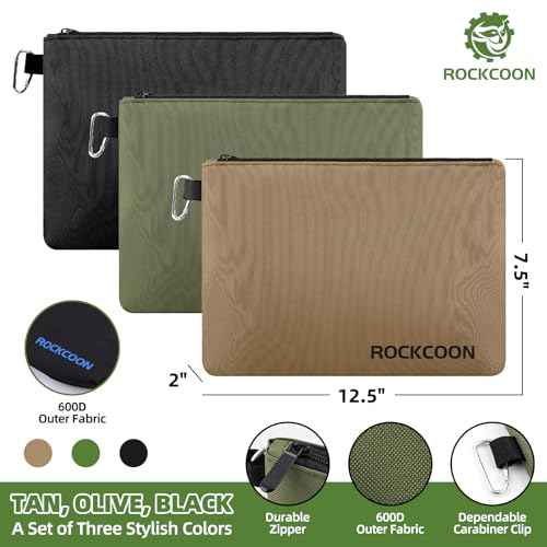 3 Pack Zipper Pouch, Multipurpose Zippers Pouches for Organizing, Durable & Waterproof Premium Small Tool Bag with Liner Pocket