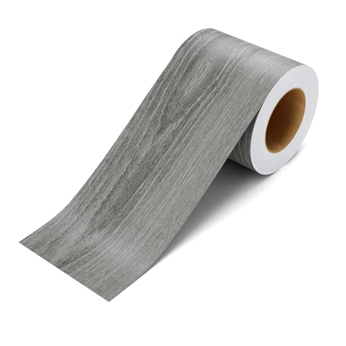 3"x236" Grey Wood Wallpaper Border Grey Woods Wallpaper Border Peel and Stick Wood Grain Mirror Frame Sticker for Bathroom Mirror Waterproof Gray Frame Sticker Self Adhesive