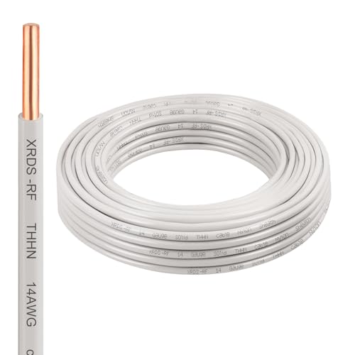 XRDS RF White 14AWG THHN Copper Wire 25FT - Heavy-Duty Electrical Cable