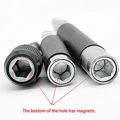 Magnetic Screw Drive Guide Drill Bit Tip Holder Screwdriver Bit Holder Drill Bit Extension Bar Drill Screw Adapter with 1/4 Inch Hex Shank, Set of 3