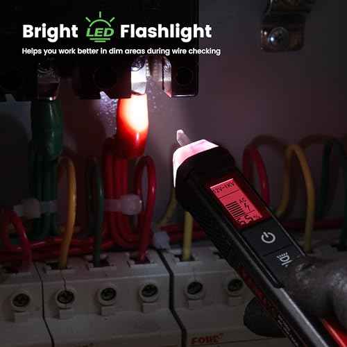 KAIWEETS Voltage Tester/Non-Contact Voltage Tester with Signal Percentage, Dual Range AC 12V/70V-1000V, Live/Null Wire Tester, Electrical Tester with LCD Display, Buzzer Alarm, Wire Breakpoint Finder