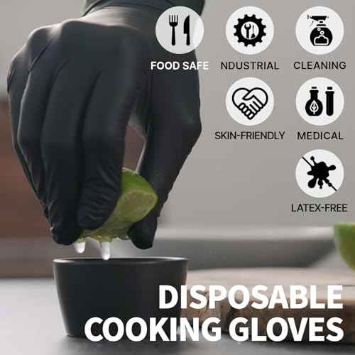 Black Nitrile Gloves Disposable, 120 PCS 3Mil, Medical Exam Latex-Free Gloves, Food Safe Cooking, Cleaning