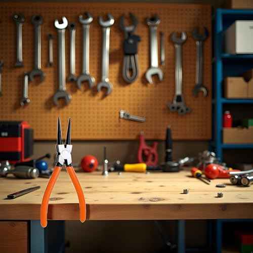 Orange Red Heavy Duty 7" EXTRA LONG External Straight Retaining Ring Clip Circlip Removal Plier Snap-Ring Pliers, Slip-Joint Pliers Side-Cutting Plier Sets Needle-Nose