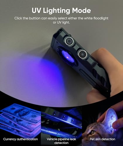 Rechargeable LED Flashlight 2000 Lumens with RGB & UV Light, Magnetic & Waterproof for Outdoor & Car Repair