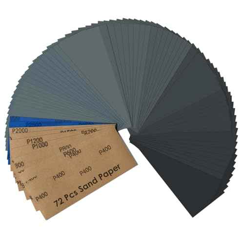 72PCS Sand Paper, Wet Dry Sandpaper Assortment Pack, Assorted for Wood Furniture Metal Finishing and Automotive Polishing, 400/600/800/1000/1200/1500/2000/2500/3000 Grit, 9 x 3.6 Inch