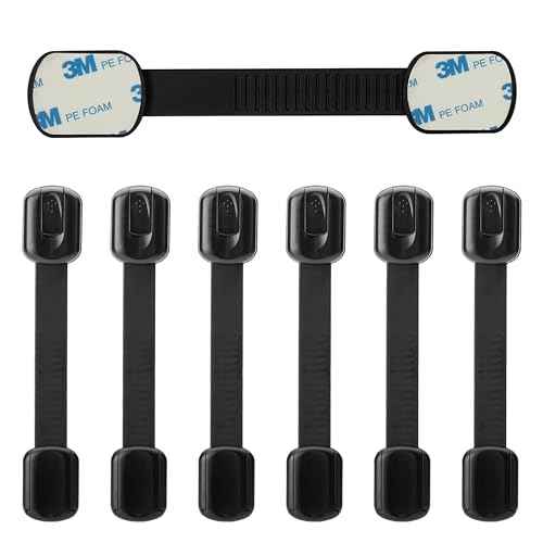Original Cabinet Locks Baby Proofing (6 Pack Black) - Child Locks for Cabinets and Drawers - Door Locks for Kids Safety and Fridge Lock for Child Proofing