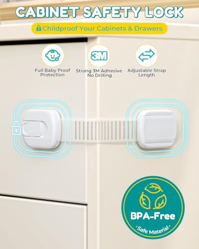 Niunuerga 14 Pack Child Safety Cabinet Locks Baby Proofing White