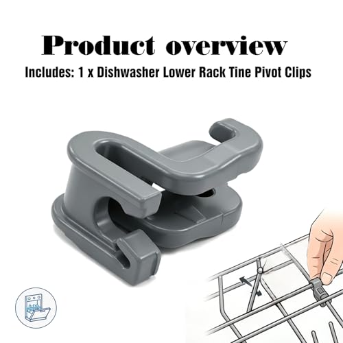 YunGlee Dishwasher Lower Rack Tine Pivot Clip for LG MEG64438901, AP6237066 – 1 Pack, Grey