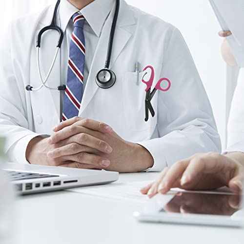 2 Pack Trauma Shears, 5.8 Inch Stainless Steel Medical Scissors, Bandage Scissors with Carabiner, Nursing Scissors Surgical Scissors for Nurses, Doctors, Nursing Students, EMT and EMS(Black+Burgundy)