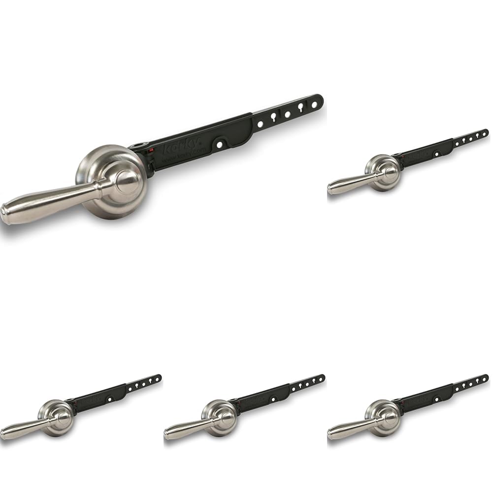 Korky Strong Arm Metal Toilet Handle and Lever - Universal to Fit Front, Angled, Side, Left, and Right Mount Toilets - Brushed Nickel, Faucet Style, 6071BP (Pack of 5)
