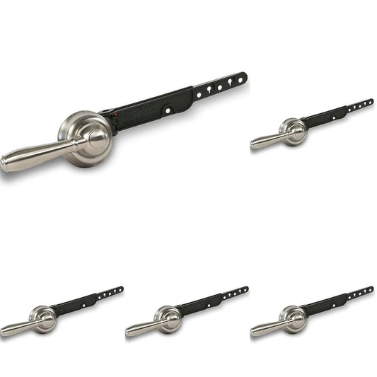 Korky Strong Arm Metal Toilet Handle and Lever - Universal to Fit Front, Angled, Side, Left, and Right Mount Toilets - Brushed Nickel, Faucet Style, 6071BP (Pack of 5)